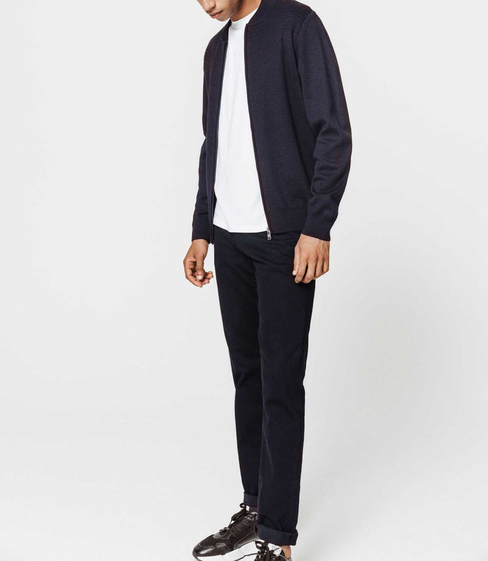 Izac Gilet Zippé Col Teddy Marine
