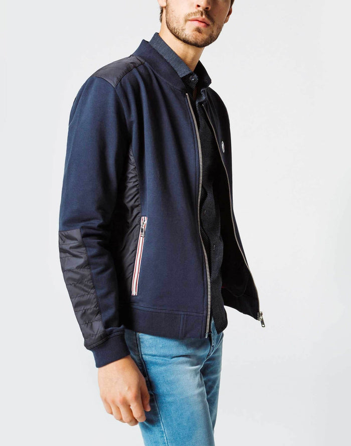Izac Gilet Zippé Col Teddy Marine