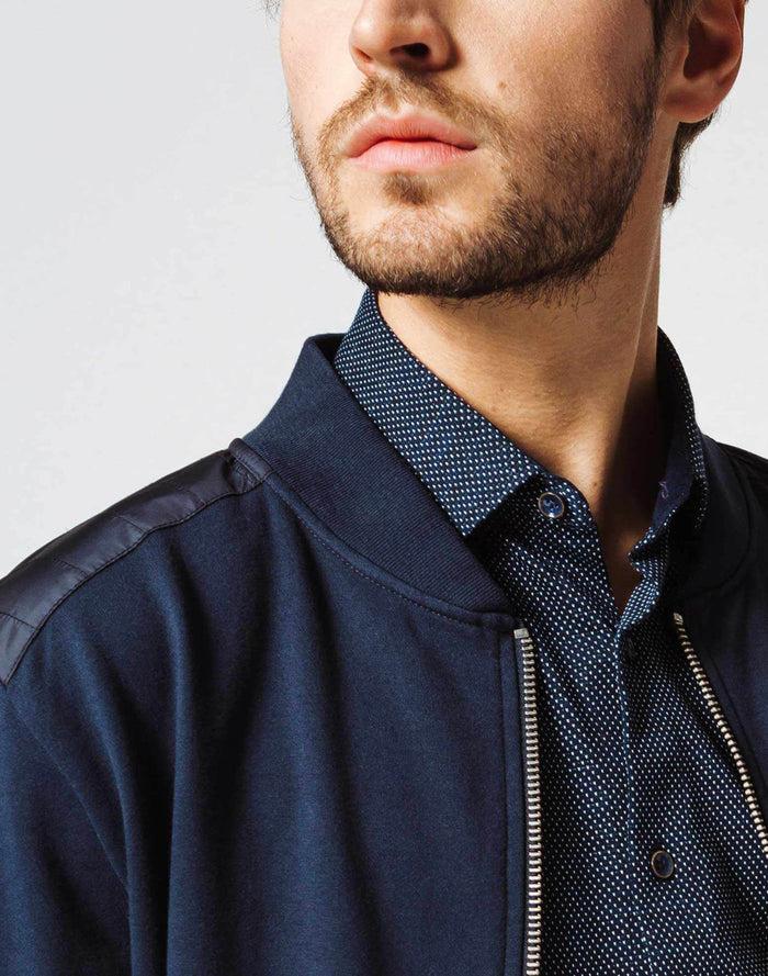 Izac Gilet Zippé Col Teddy Marine