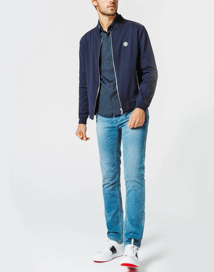 izac Gilet zippé Col Teddy Marine