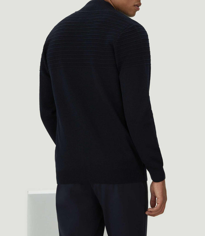 Izac Gilet Zippé Col Teddy Marine "Lawson"