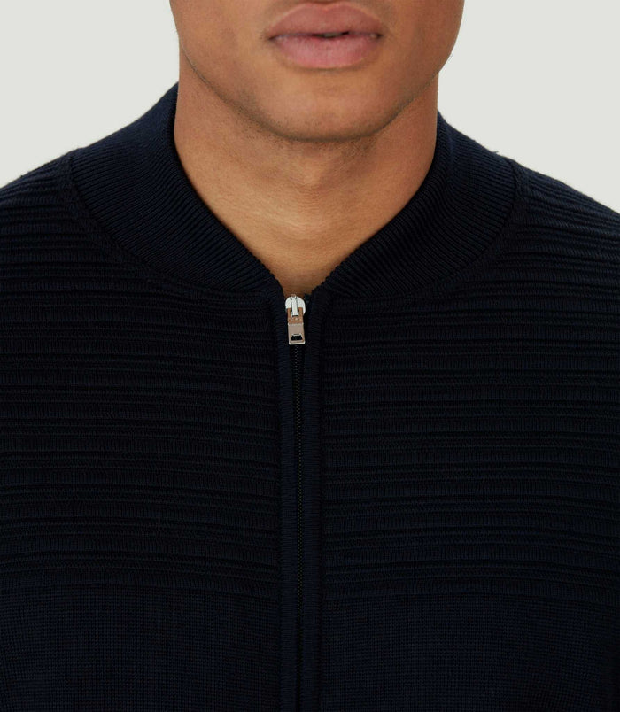 Izac Gilet Zippé Col Teddy Marine "Lawson"
