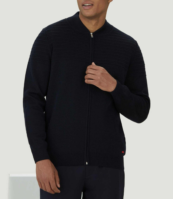 izac Gilet zippé col teddy marine "Lawson"