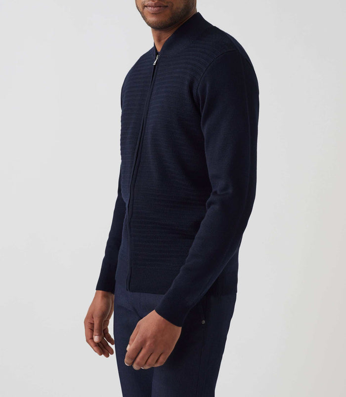 Izac Gilet Zippé Col Teddy Marine "Sesto"