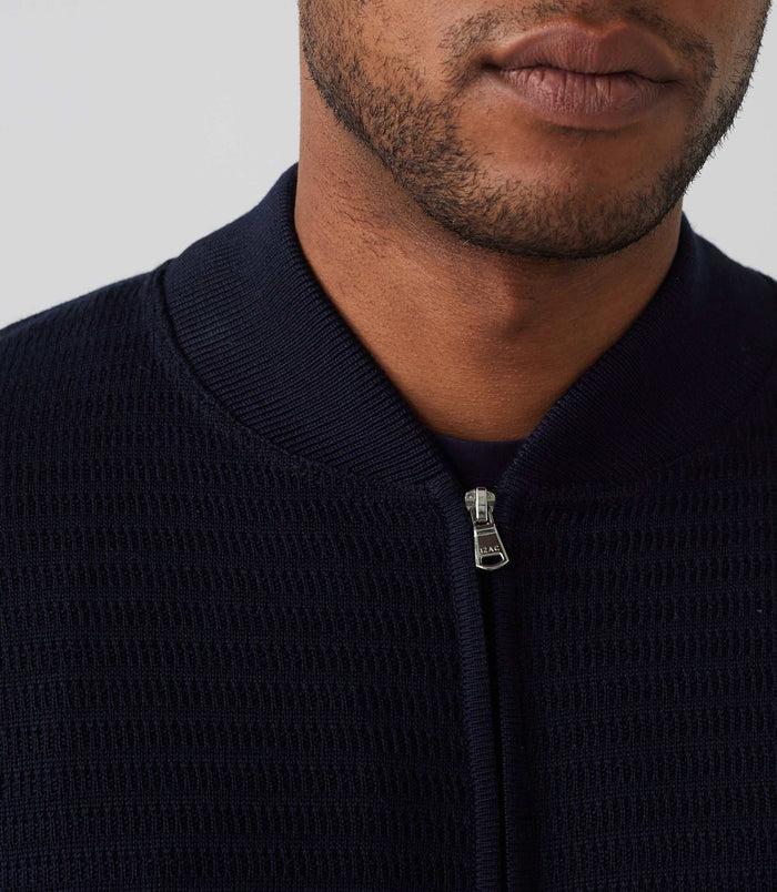 Izac Gilet Zippé Col Teddy Marine "Sesto"