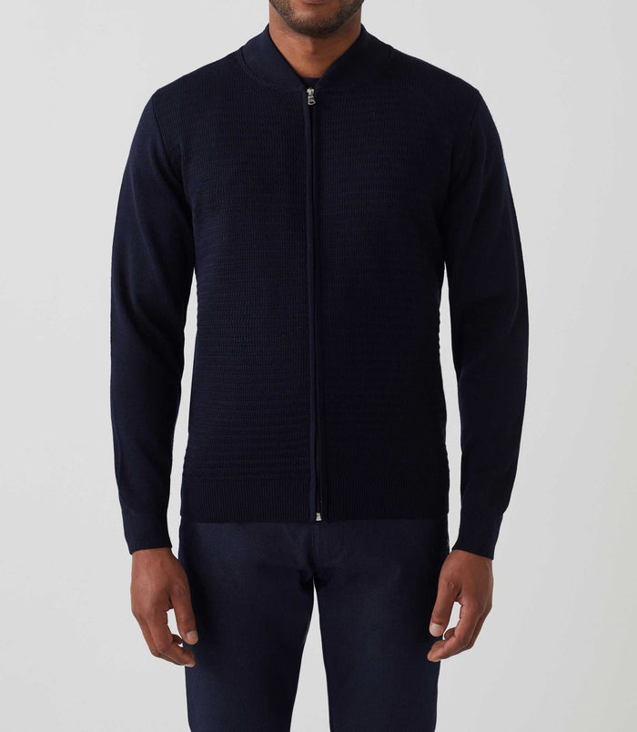 izac Gilet zippé col teddy marine "Sesto"
