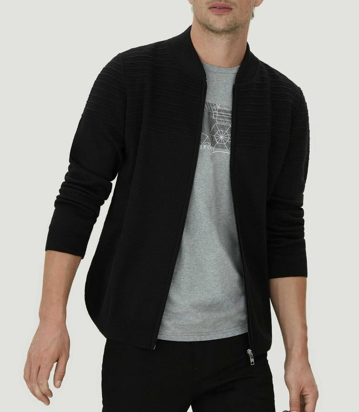 Izac Gilet Zippé Col Teddy Noir "Lawson"