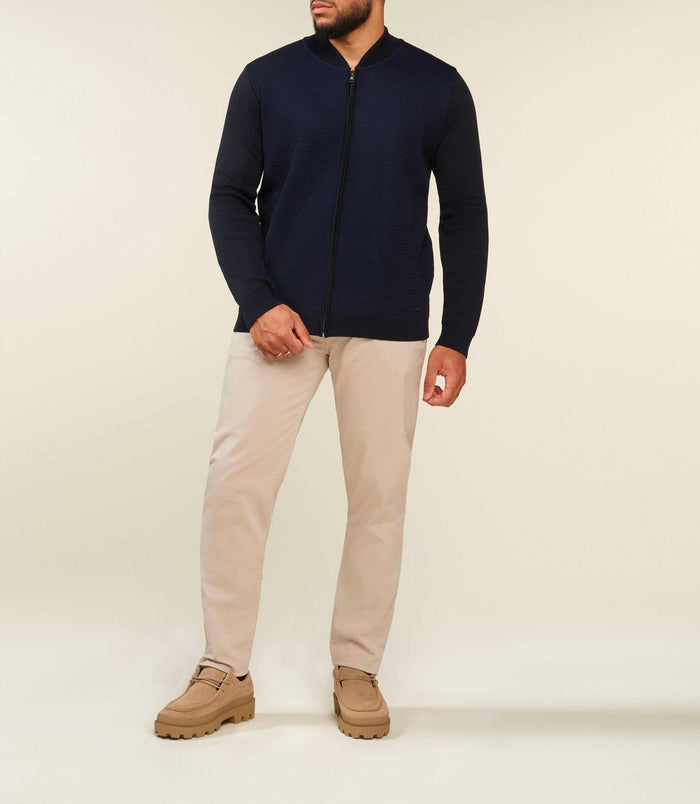 izac Gilet zippé marine col teddy BAOBT