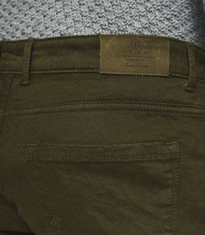 Izac Jean Slim 5 Poches Kaki ELEGANCE