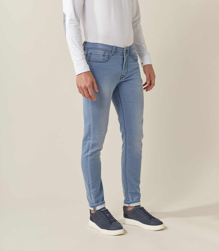 Izac Jean Slim Bleu Délavé "Pilote"