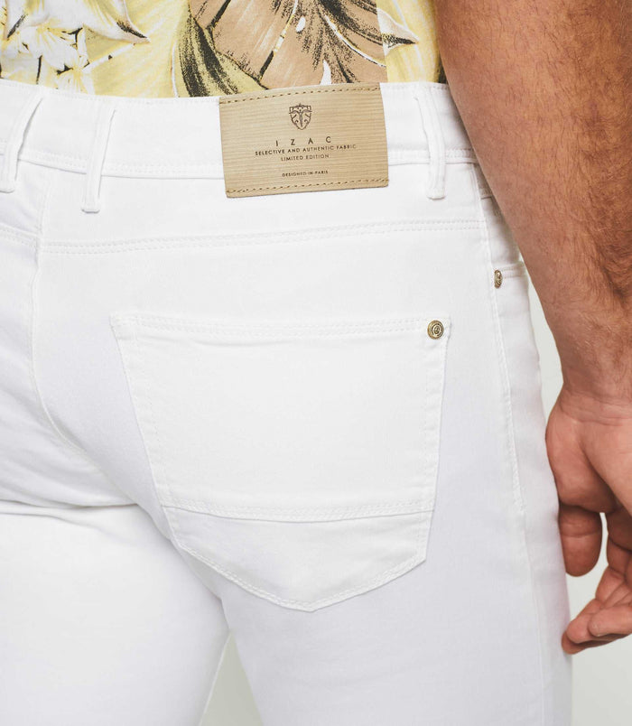 Izac Jean Slim Délavé Blanc TIC