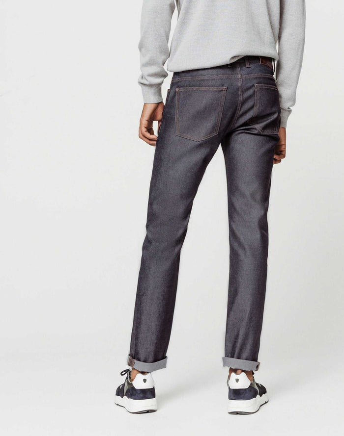 Izac Jean Slim Enduit Bleu Gris