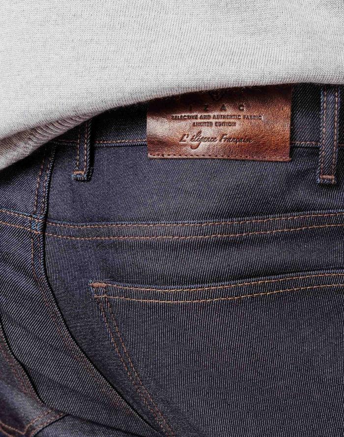 Izac Jean Slim Enduit Bleu Gris