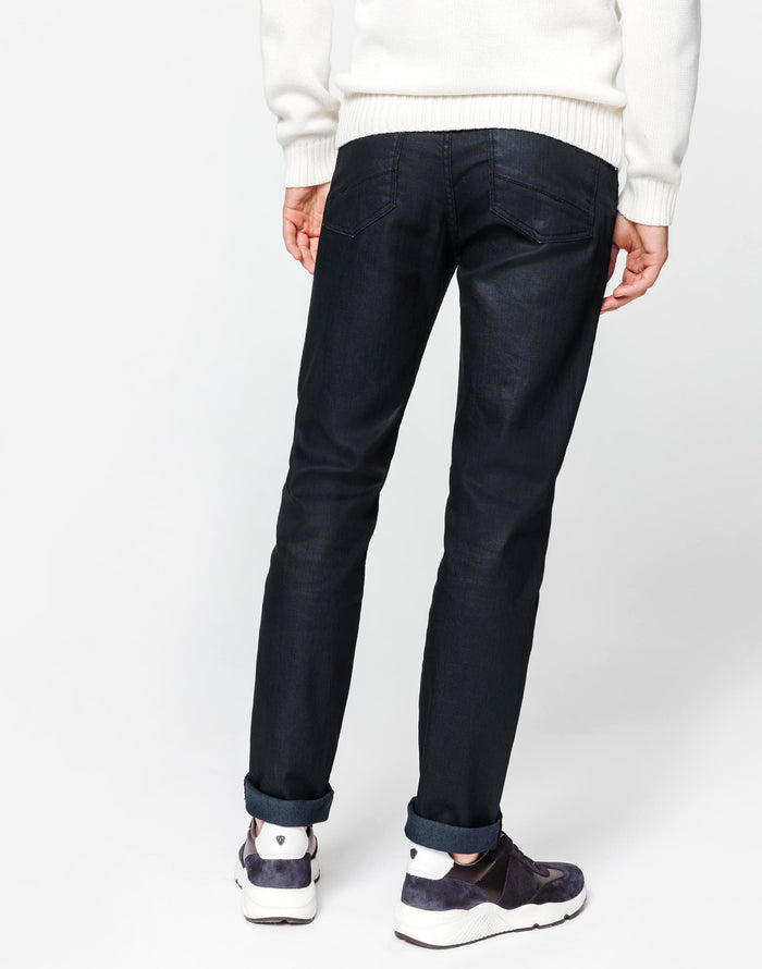 Izac Jean Slim Enduit Marine