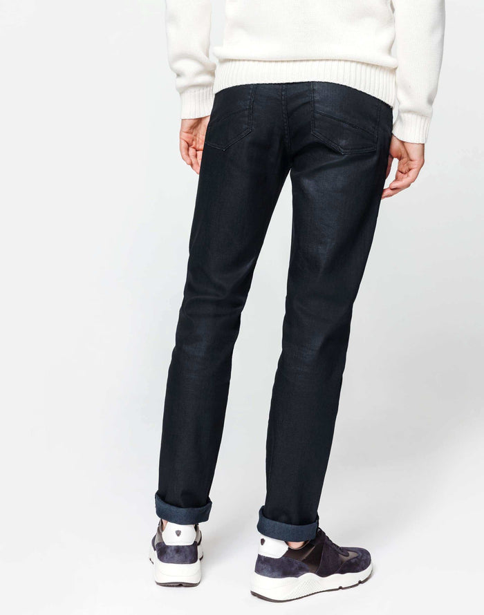 Izac Jean Slim Enduit Marine