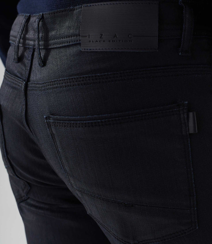 Izac Jean Slim Enduit Marine "Lime"