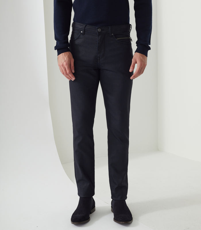 izac Jean slim enduit marine "Lime"