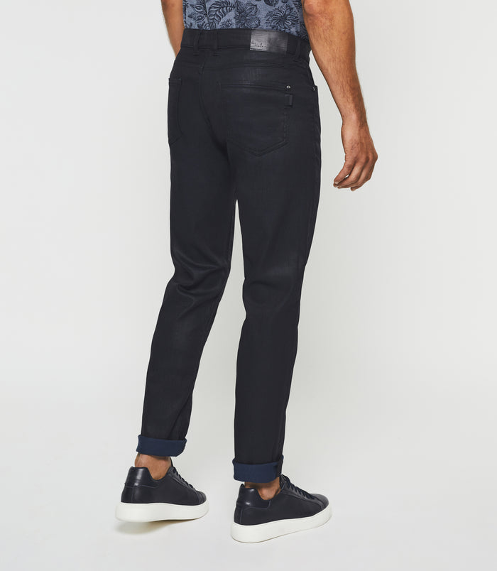 Izac Jean Slim Enduit Marine "Time"