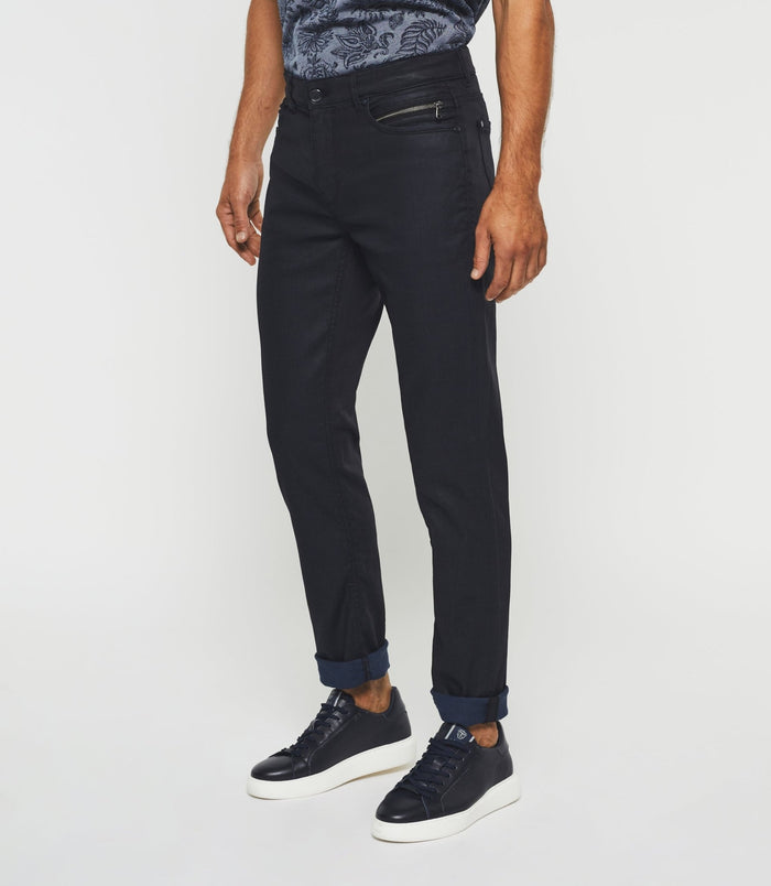 izac Jean slim enduit marine "Time"