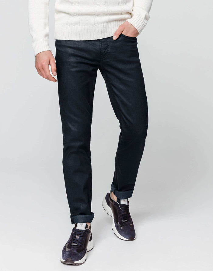 izac Jean slim enduit marine