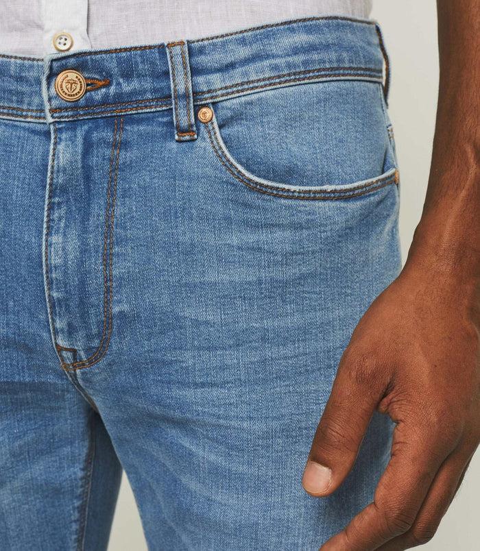 Izac Jean Slim Hydroless Délavé Bleu Clair "Tigre"
