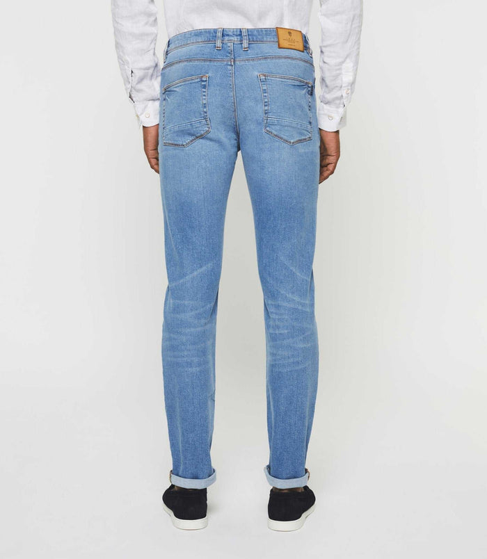 Izac Jean Slim Hydroless Délavé Bleu Clair "Tigre"