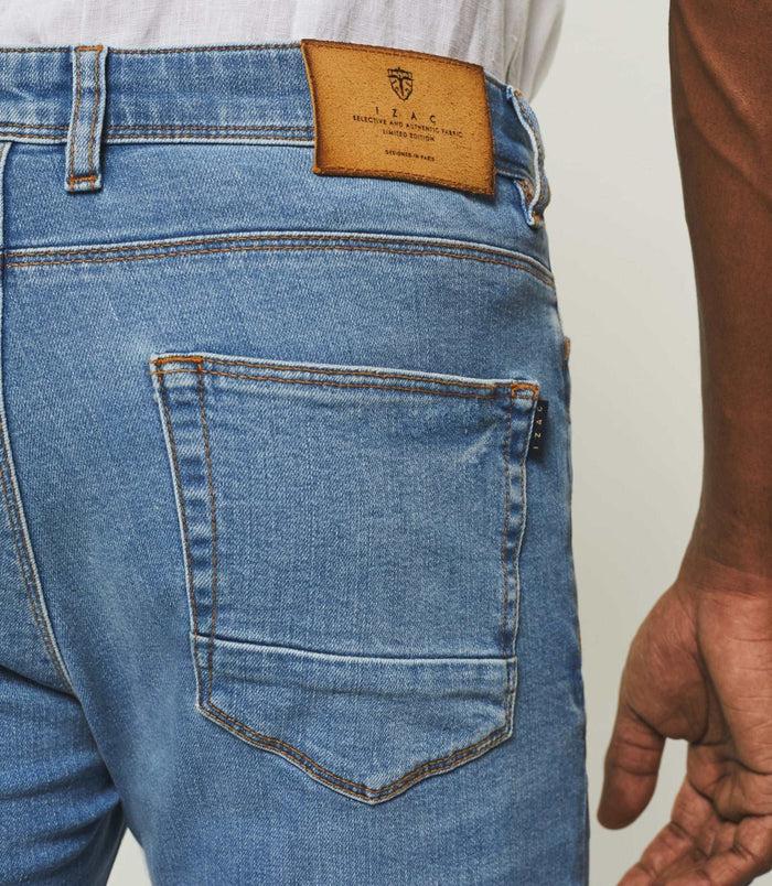 Izac Jean Slim Hydroless Délavé Bleu Clair "Tigre"