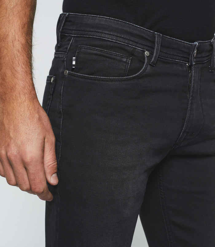 Izac Jean Super Slim En Molleton Noir "Toupie"