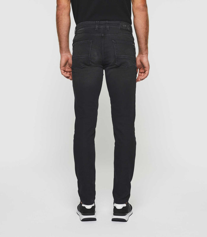 Izac Jean Super Slim En Molleton Noir "Toupie"