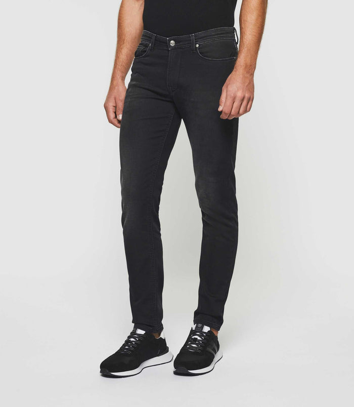 Izac Jean Super Slim En Molleton Noir "Toupie"