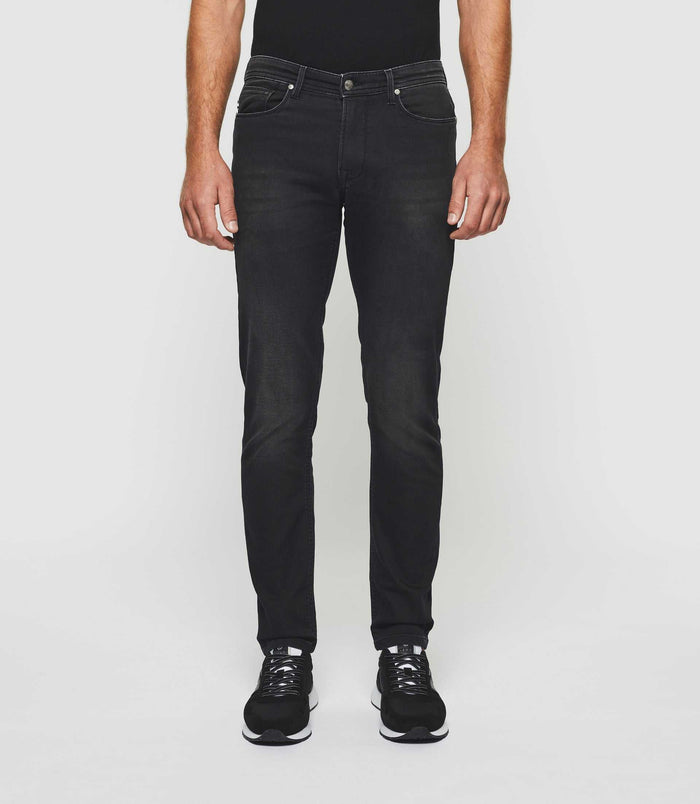 izac Jean super slim en molleton noir "Toupie"