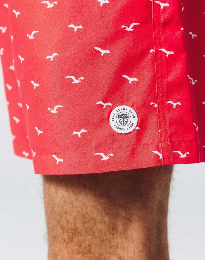 Izac Maillot De Bain Rouge "Oiseaux"