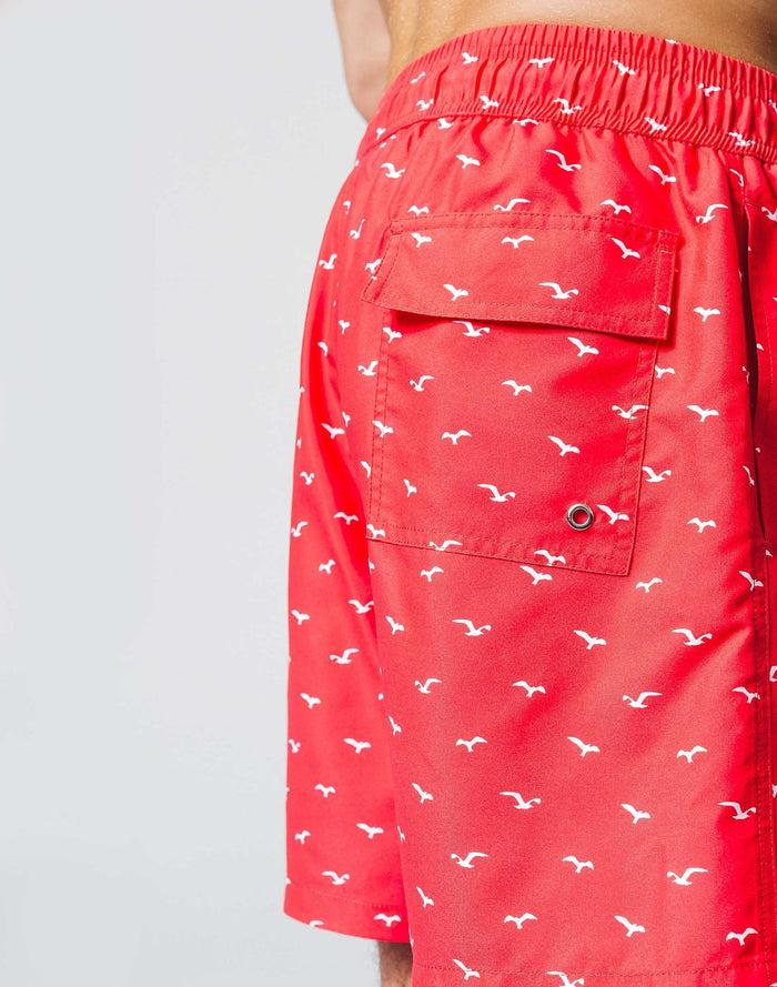 Izac Maillot De Bain Rouge "Oiseaux"