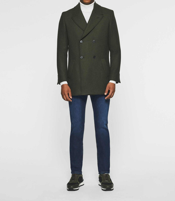 Izac Manteau Croisé Col Fourrure Kaki IGNACIO