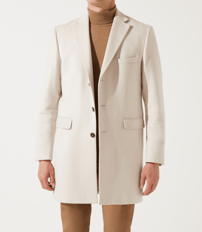 izac Manteau en laine cachemire écru INDALECIO