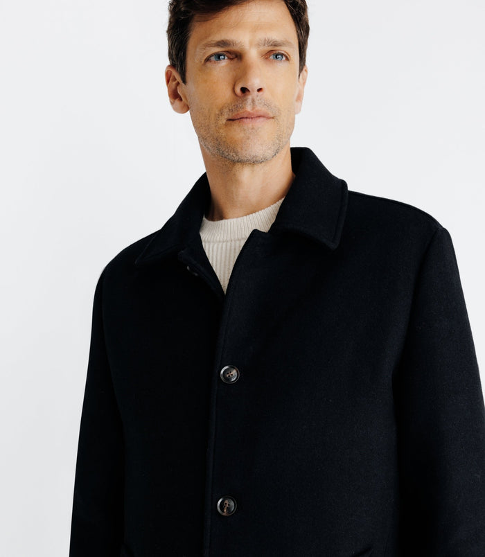 Izac Manteau Long Droit Noir