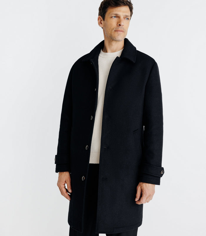 Izac Manteau Long Droit Noir