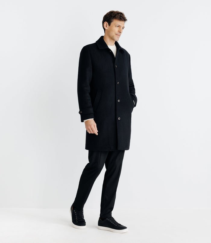 izac Manteau long droit noir