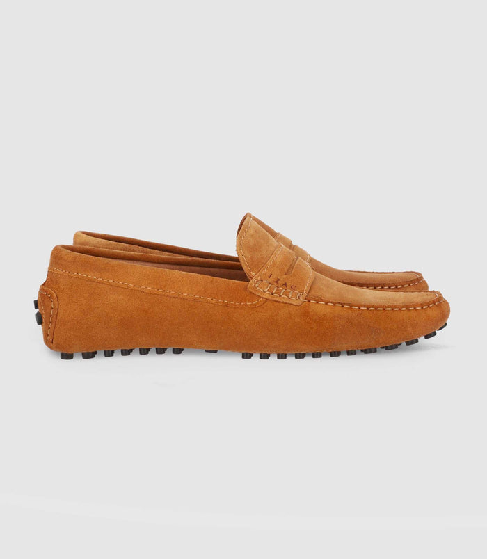 izac Mocassin en croute velours CAMEL