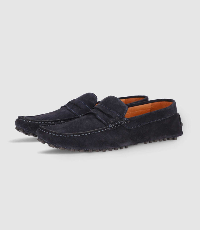 Izac Mocassin En Croute Velours MARINE