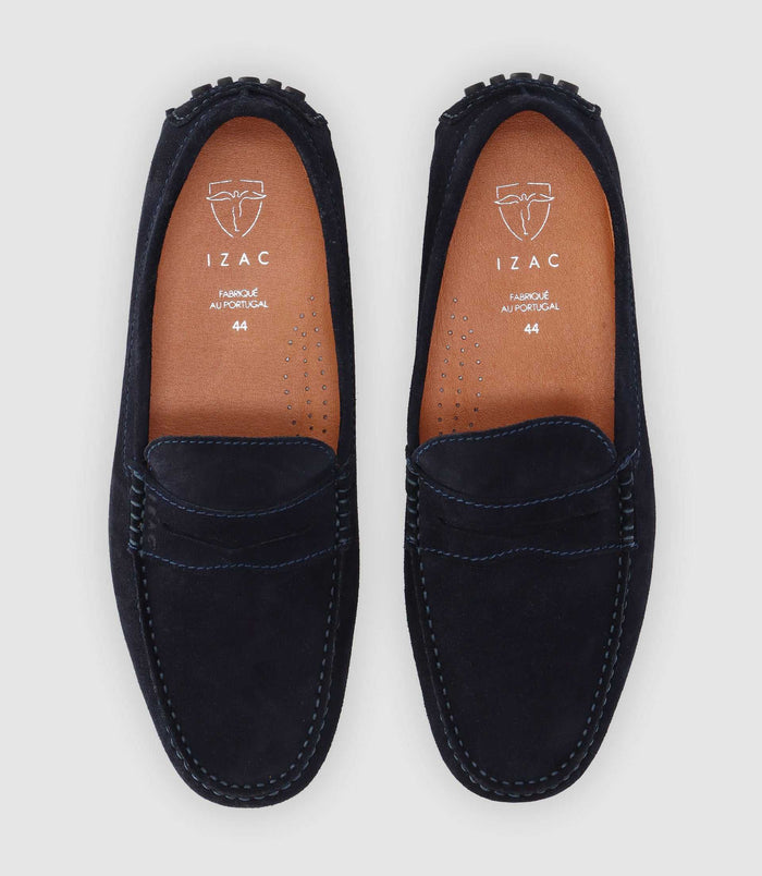 Izac Mocassin En Croute Velours MARINE