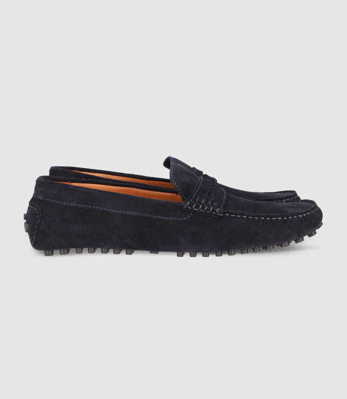 izac Mocassin en croute velours MARINE