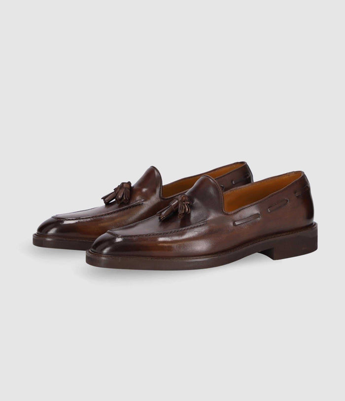 Izac Mocassin En Cuir à Pampilles Marron OXFORD