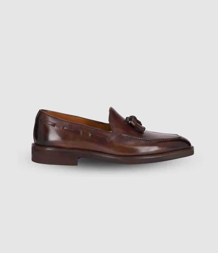izac Mocassin en cuir à pampilles marron OXFORD