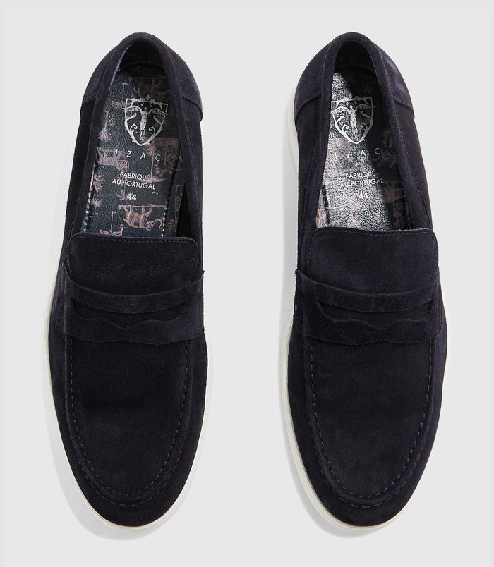 Izac Mocassin En Cuir Marine "Emile"