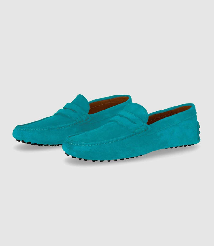 Izac Mocassin En Cuir Velours Bleu Ciel "Eros 2"