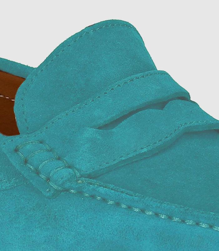Izac Mocassin En Cuir Velours Bleu Ciel "Eros 2"