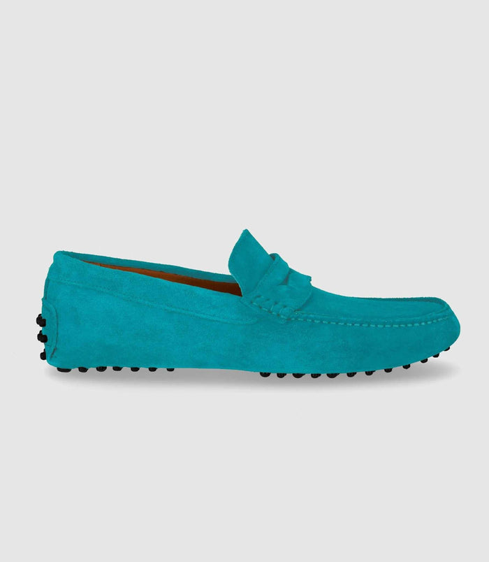 izac Mocassin en cuir velours bleu ciel "Eros 2"
