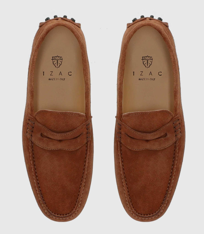Izac Mocassin En Cuir Velours Camel "Eros 2"
