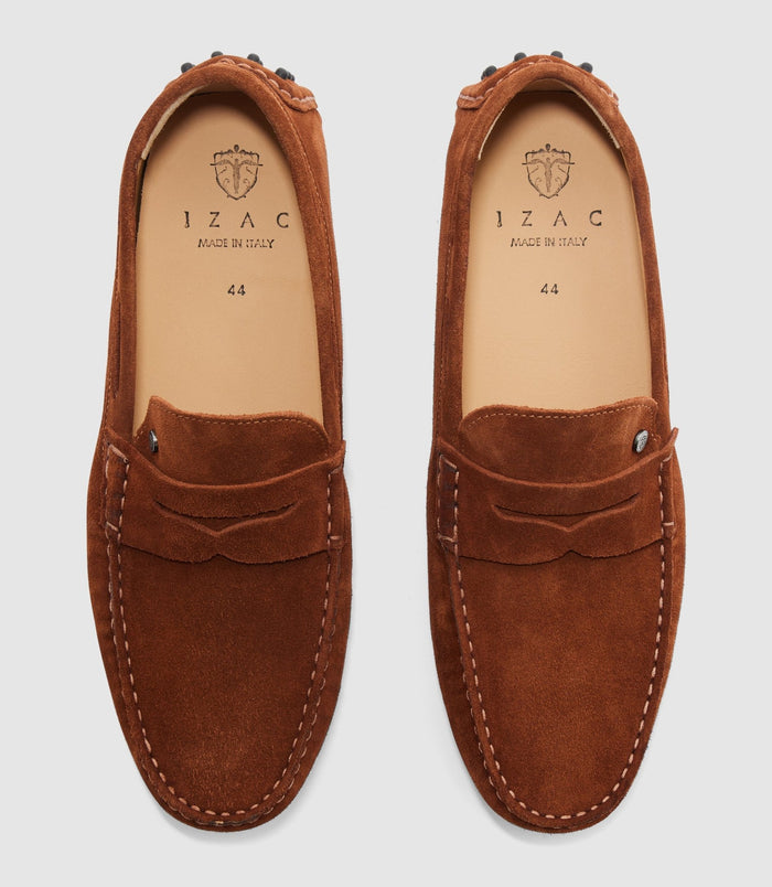 Izac Mocassin En Cuir Velours Camel "Eros"